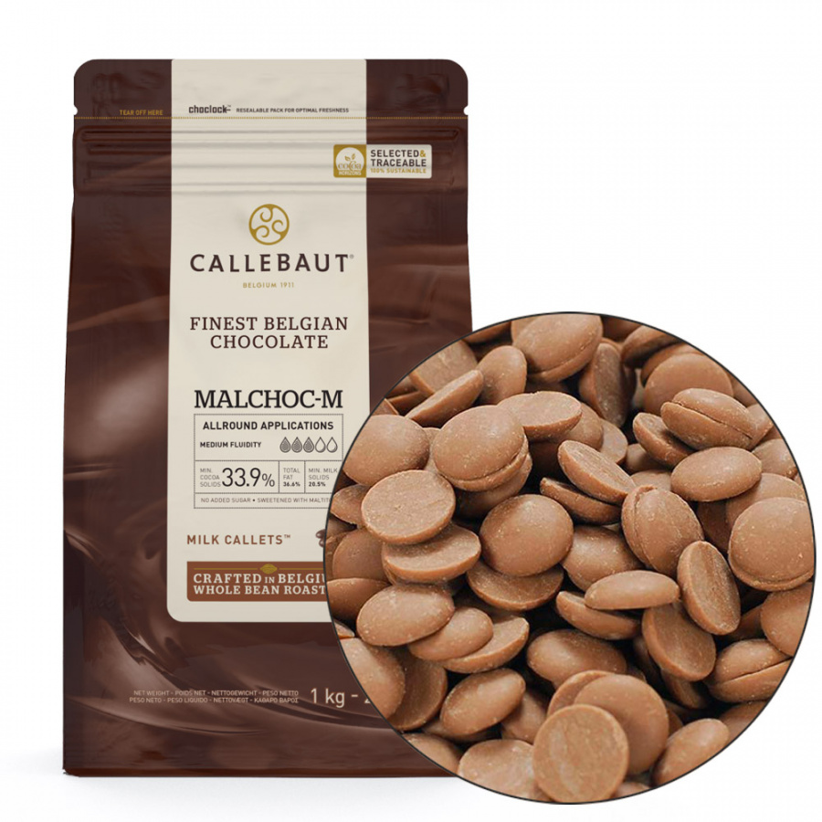 Шоколад молочный 33,9% Malchoc-M без сахара (на мальтитоле), 1 кг Callebaut (Бельгия) CSM-Q3MAL-EX-U68 основное изображение