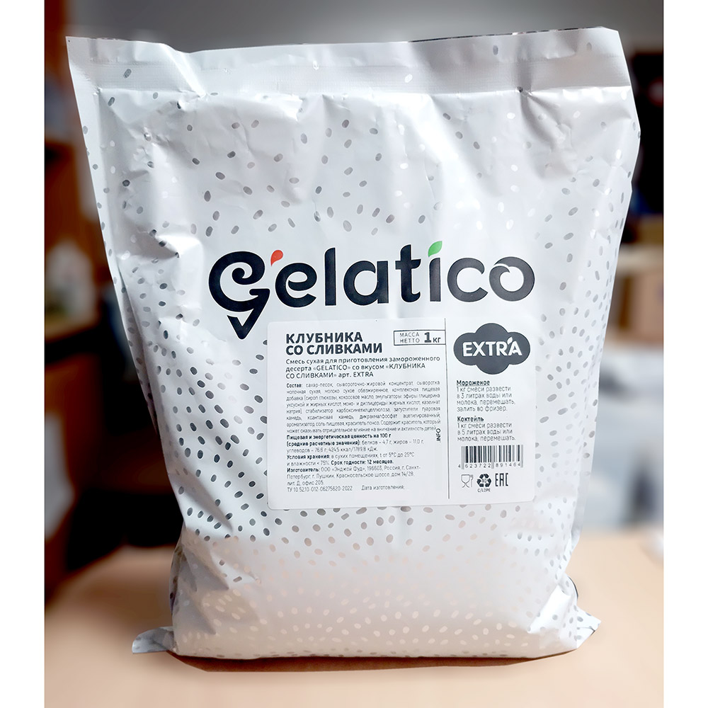 Третье дополнительное изображение для товара Смесь для мороженого Gelatico Extra «Клубника со сливками», 1 кг