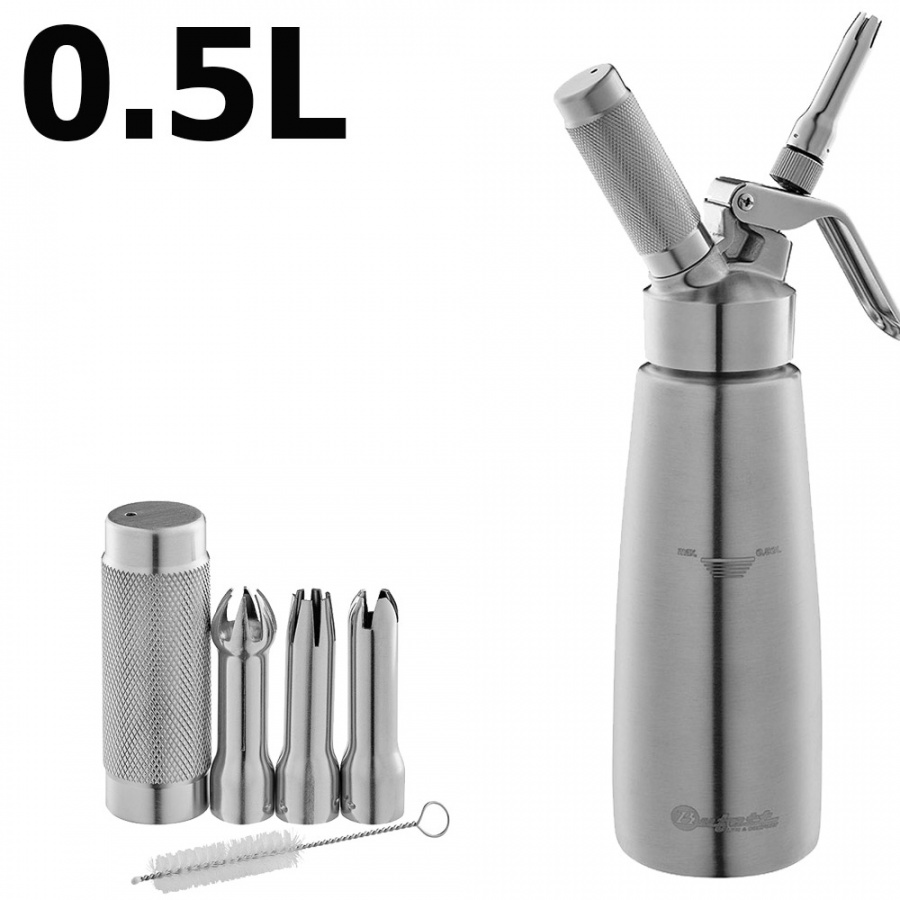 Сифон для сливок Bufett Professionelle Produkte 0.5L серебро, 640005 (нержавеющая сталь, 3 насадки) основное изображение