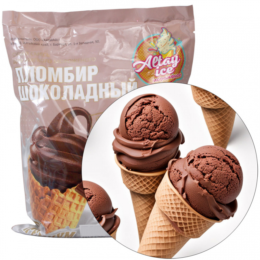 Смесь для мороженого Altay Ice «Пломбир ШОКОЛАД Премиум», 1 кг основное изображение