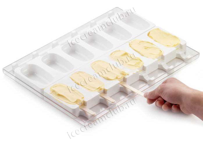 Четвертое дополнительное изображение для товара Форма для мороженого эскимо «Классик» СТЭККОФЛЕКС (Silikomart, Италия), 12 ячеек + поднос