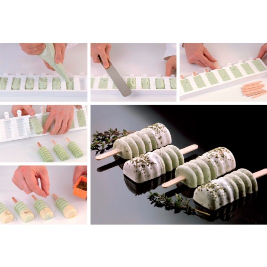 Девятое дополнительное изображение для товара Форма для мороженого эскимо на палочке Easy Cream «Танго мини» (Silikomart, Италия)