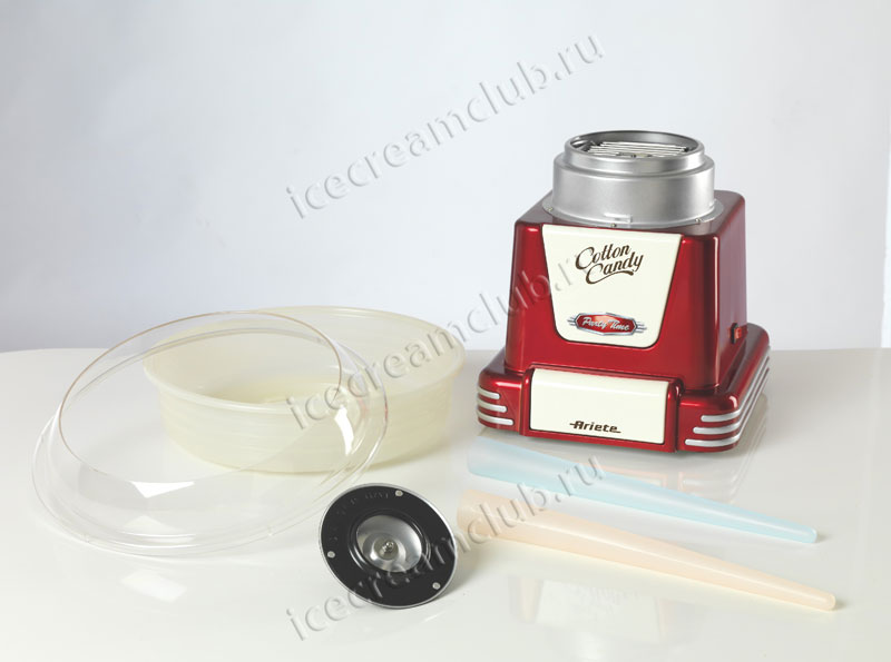 Второе дополнительное изображение для товара Домашний аппарат для сладкой / сахарной ваты в стиле ретро Ariete 2971