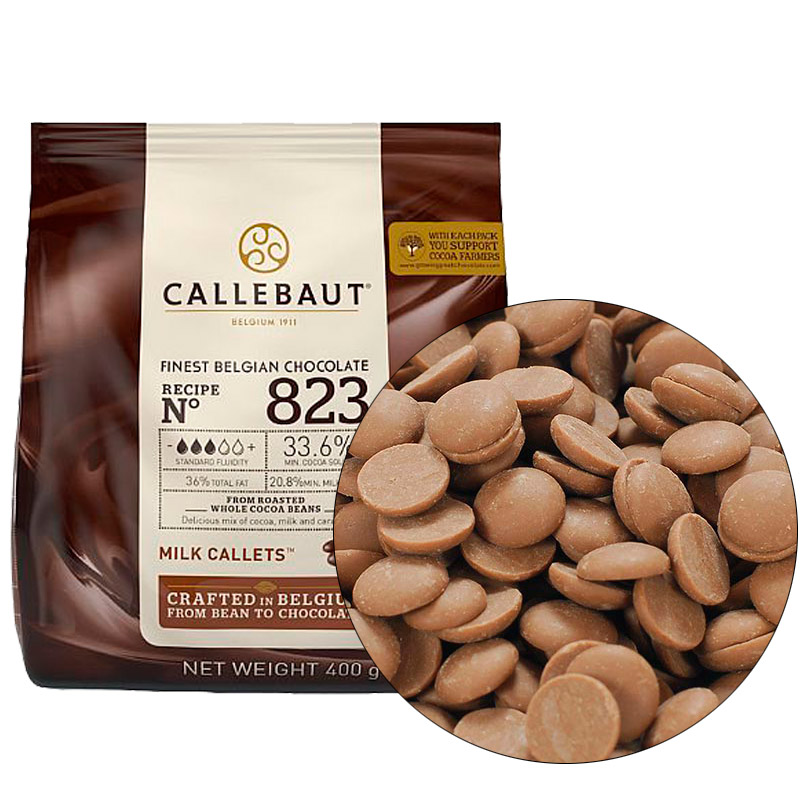 Шоколад молочный № 823 (33,6%) в каллетах – 400г, (Callebaut, Бельгия) арт 823-E0-D94 основное изображение