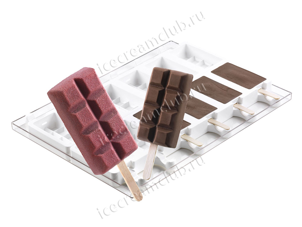 Форма для мороженого эскимо «Шоколадная плитка» (Silikomart, Италия), 12 ячеек + поднос основное изображение