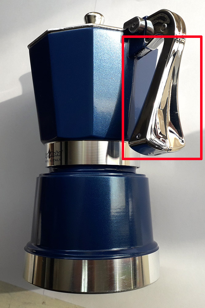Первое дополнительное изображение для товара УЦЕНКА. Гейзерная кофеварка Caffettiera Super Top (6 порций, синяя), Top Moka