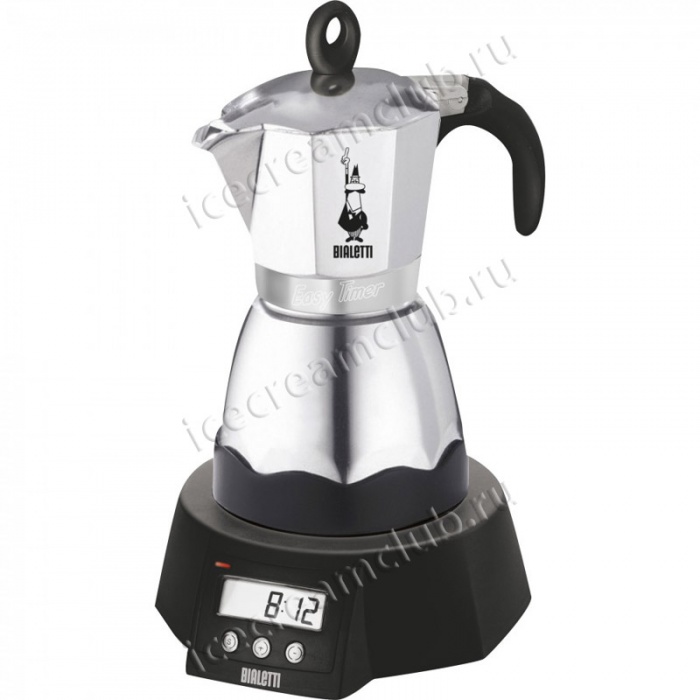 Электрическая гейзерная кофеварка Bialetti «Easy timer» 1132C (на 3 порции, 120 мл. серебристая)