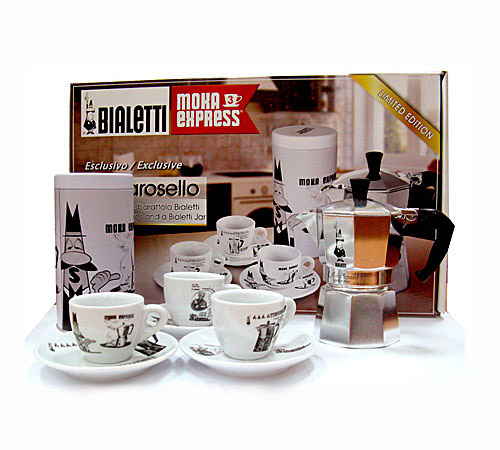 Подарочный набор Bialetti «Moka express» 4620 (кофеварка на 3 порции + 3 чашки с блюдцами + банка)