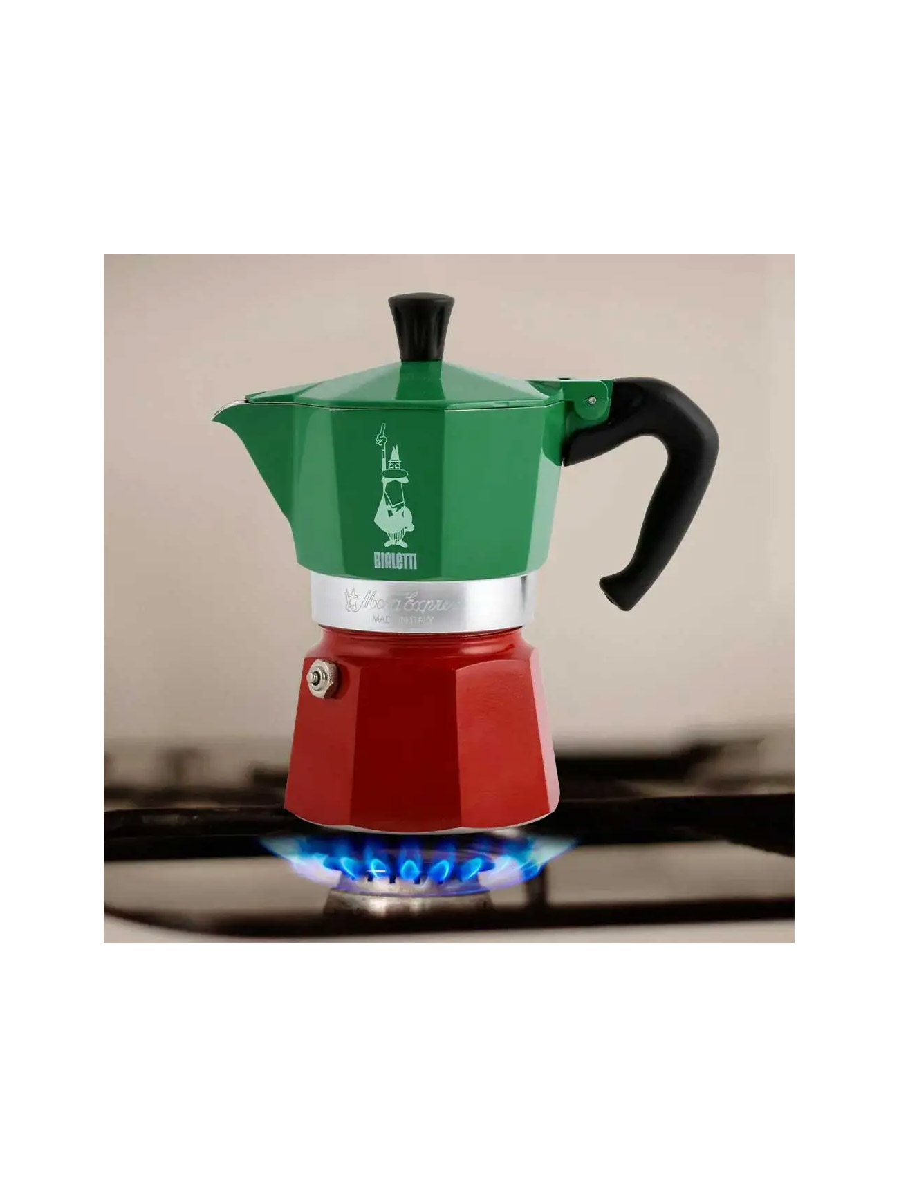 Первое дополнительное изображение для товара Гейзерная кофеварка Bialetti Moka Express триколор 6 порций 0005323/NP 