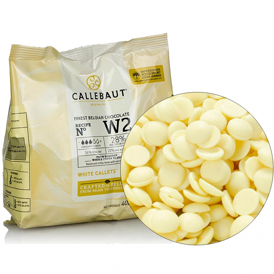 Шоколад белый W2 (28%) в каллетах – 400г, (Callebaut, Бельгия) арт W2-E0-D94