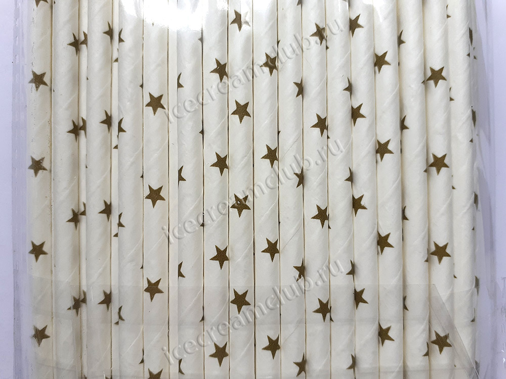 Пятое дополнительное изображение для товара Бумажные трубочки для коктейлей «Звезды» 20 см, 100 шт PAP STAR