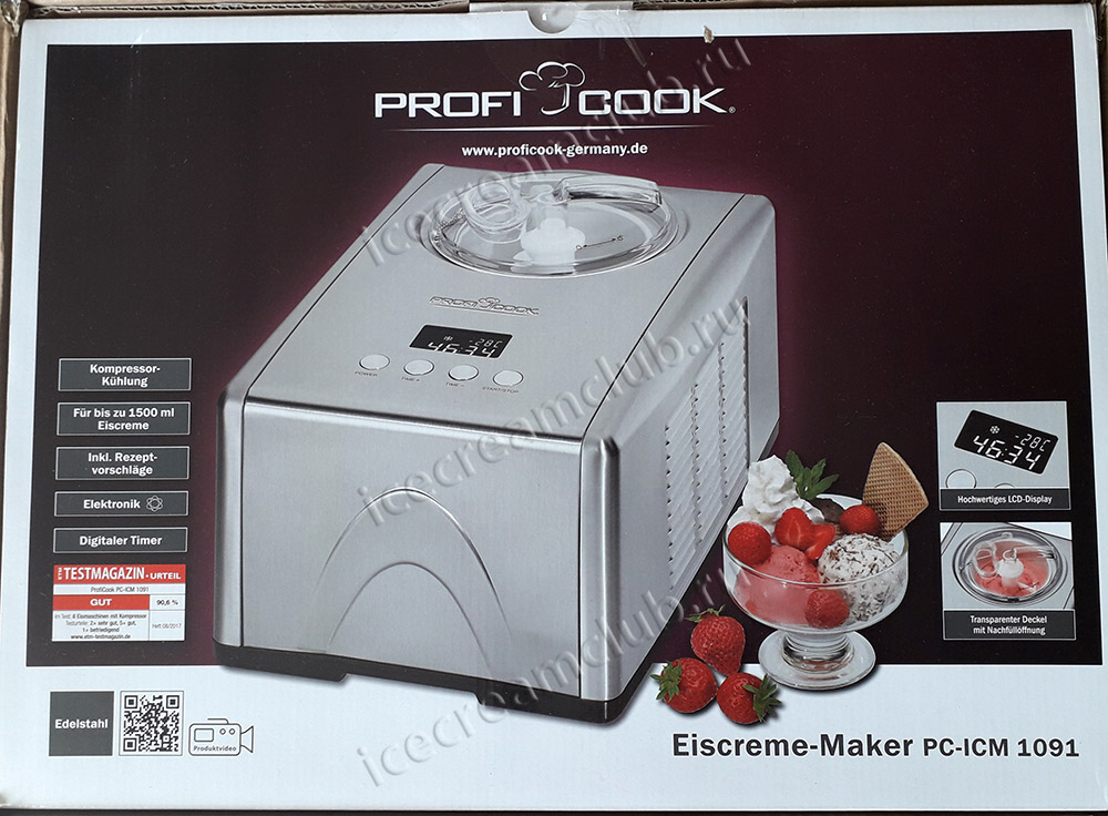 Первое дополнительное изображение для товара Мороженица автоматическая Profi Cook PC-ICM 1091, 1.5L