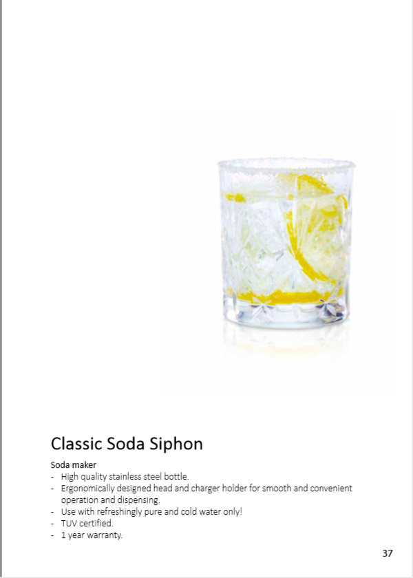 Дополнительное изображение для товара Сифон для газирования воды MOSA Soda Siphon Classic 1л стальной (профессиональный)