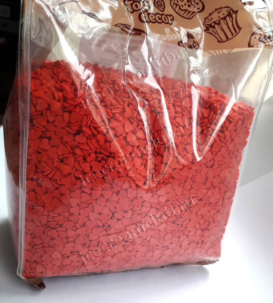 Второе дополнительное изображение для товара Кондитерская посыпка «Сердечки красные мини», 0.75 кг
