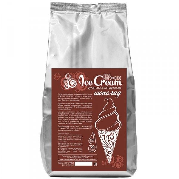 Сухая смесь для мороженого Ice Cream «Шоколадное» 13.4%, 0,9 кг (Актиформула, Россия)