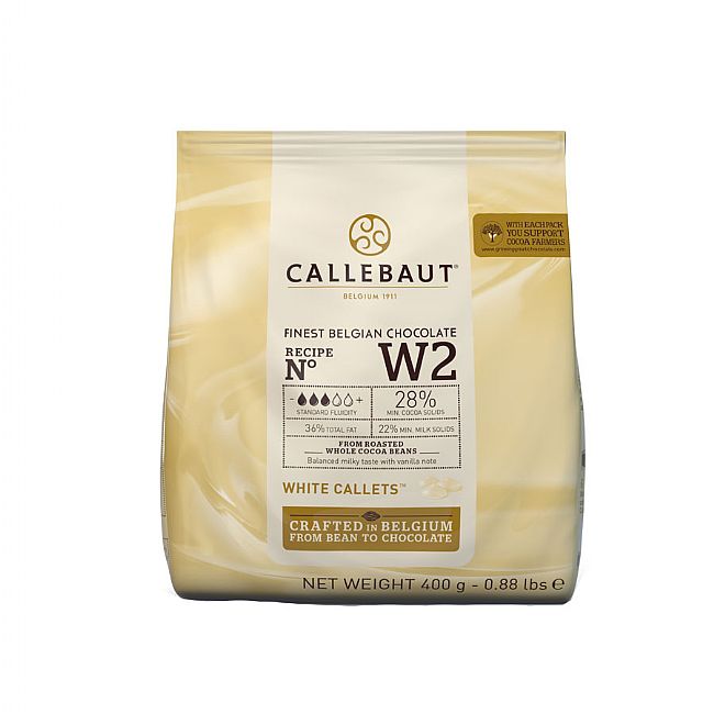 Второе дополнительное изображение для товара Шоколад белый W2 (28%) в каллетах – 400г, (Callebaut, Бельгия) арт W2-E0-D94