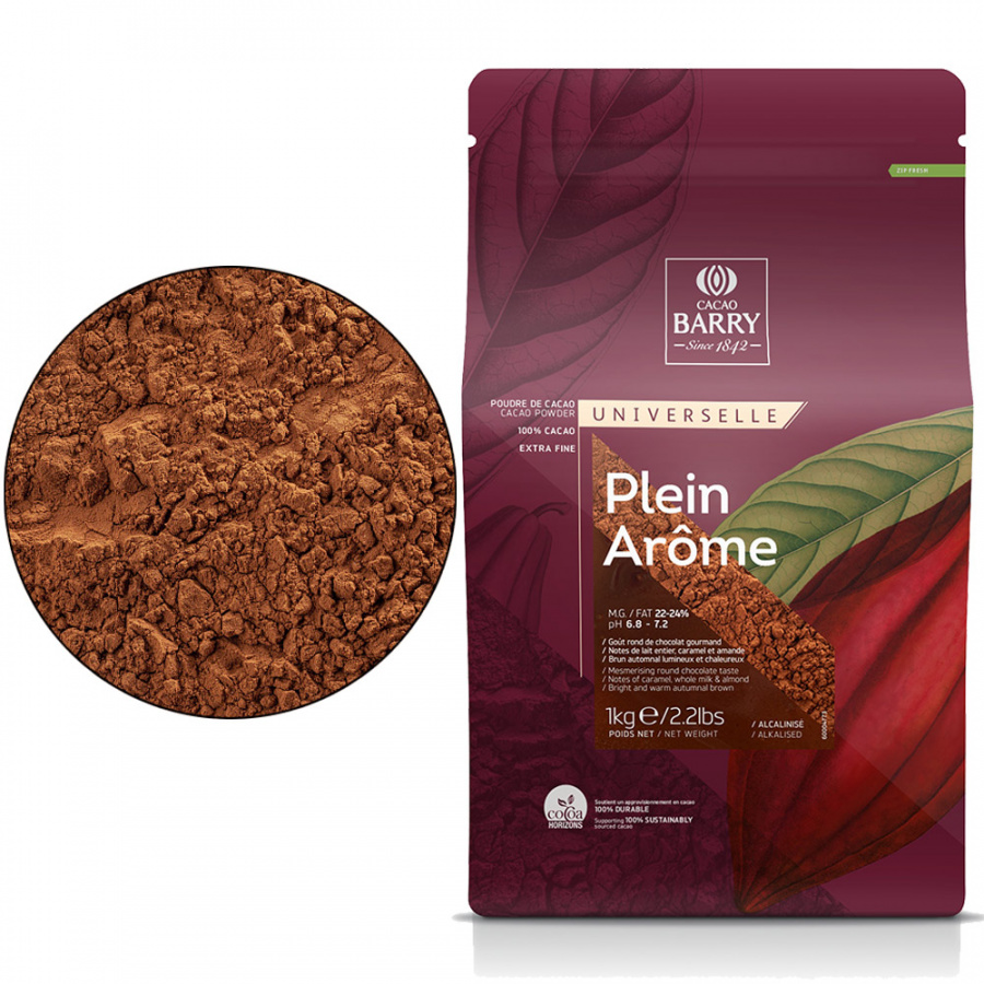 Какао-порошок без сахара Plein Arome 22/24%, Cacao Barry (Франция) – 1 кг,  DCP-22PLARO-89B