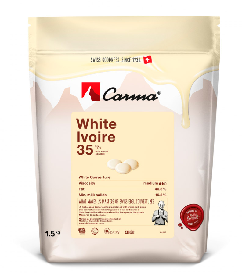 Первое дополнительное изображение для товара Шоколад белый 35% White IVOIRE, CARMA (Швейцария) в монетах, 1,5 кг