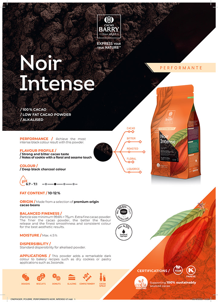 Третье дополнительное изображение для товара Черный какао-порошок NOIR INTENSE 10-12% 1 кг, Cacao Barry DCP-10BLACK-89B