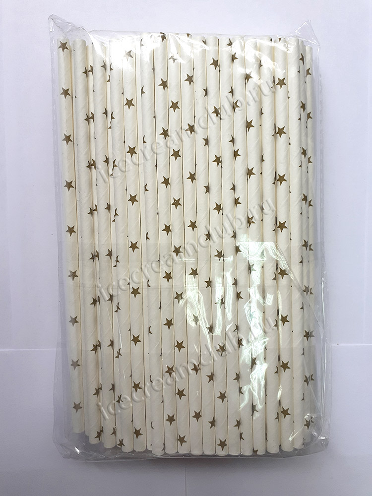 Шестое дополнительное изображение для товара Бумажные трубочки для коктейлей «Звезды» 20 см, 100 шт PAP STAR