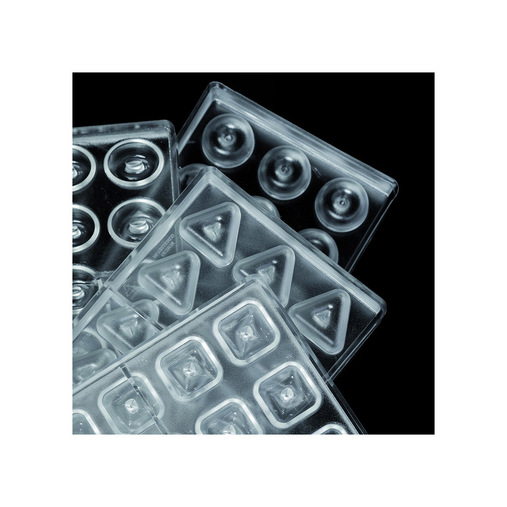 Второе дополнительное изображение для товара Поликарбонатная форма для конфет ПРАЛИНЕ квадрат 21 шт, (Pavoni, Италия), арт. PC51