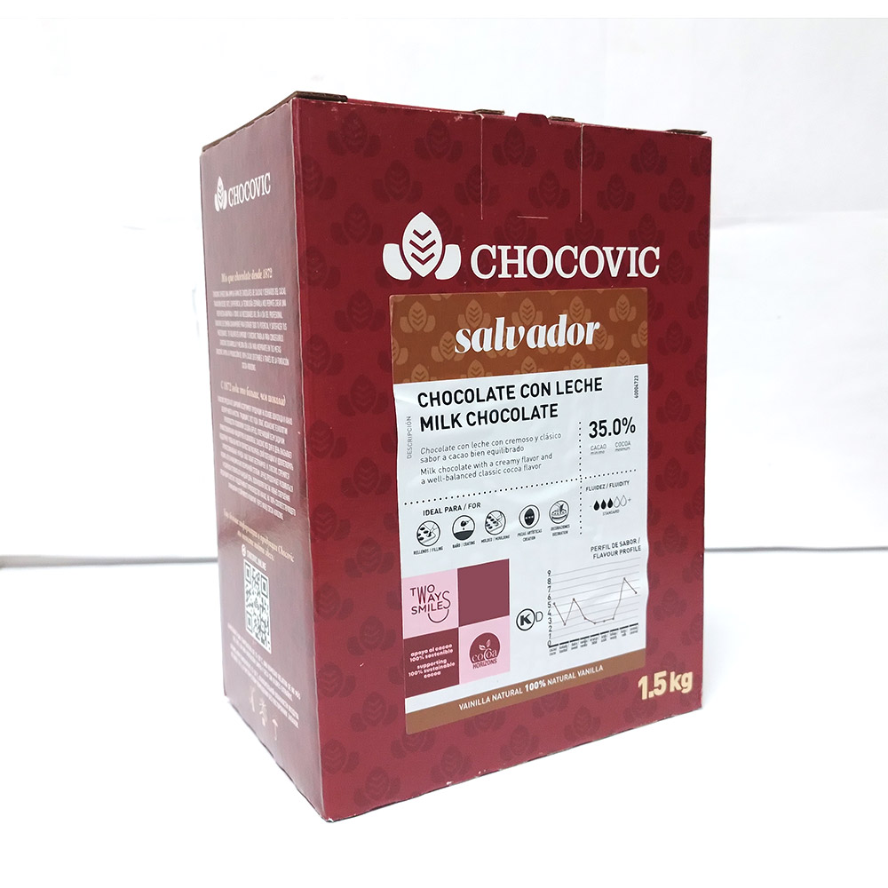 Шестое дополнительное изображение для товара Молочный шоколад Chocovic Salvador 35% – 1.5 кг, CHM-T1CHVC-69B 