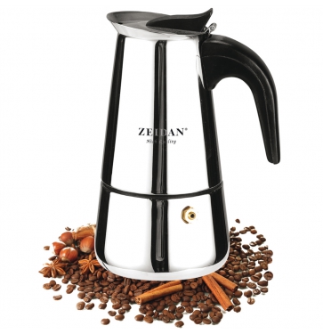 Гейзерная кофеварка-эспрессо Zeidan Z-4071 (200 мл - 4 чашки, нержав. сталь)
