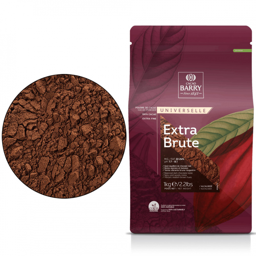 Какао-порошок Extra Brute Cacao Barry (Франция) 22-24%, 1 кг,  DCP-22EXBRU-RT-89B основное изображение