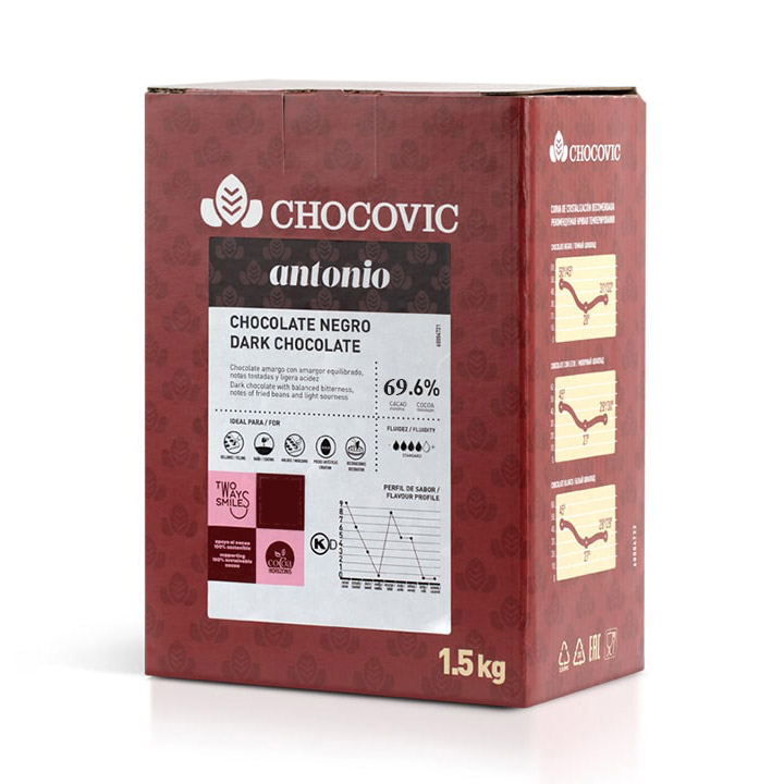 Первое дополнительное изображение для товара Горький шоколад Chocovic Antonio 69,6% – 1.5 кг, арт CHD-N7CHVC069B 
