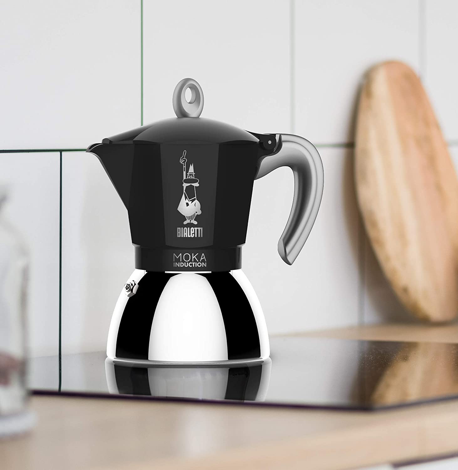 Первое дополнительное изображение для товара Гейзерная кофеварка Bialetti Moka Induction NEW 6936 для индукционных плит (6 порций, 280 мл), черная