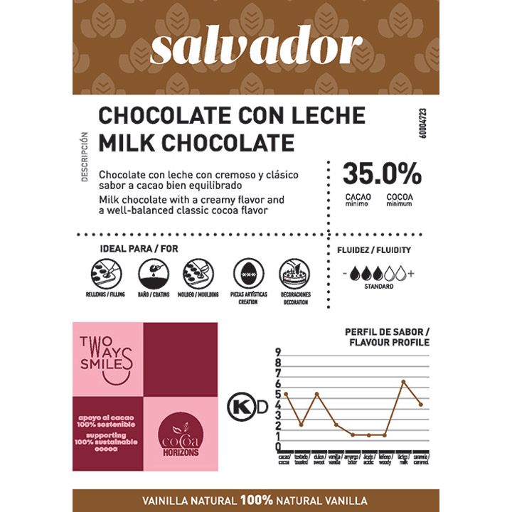 Девятое дополнительное изображение для товара Молочный шоколад Chocovic Salvador 35% – 1.5 кг, CHM-T1CHVC-69B 