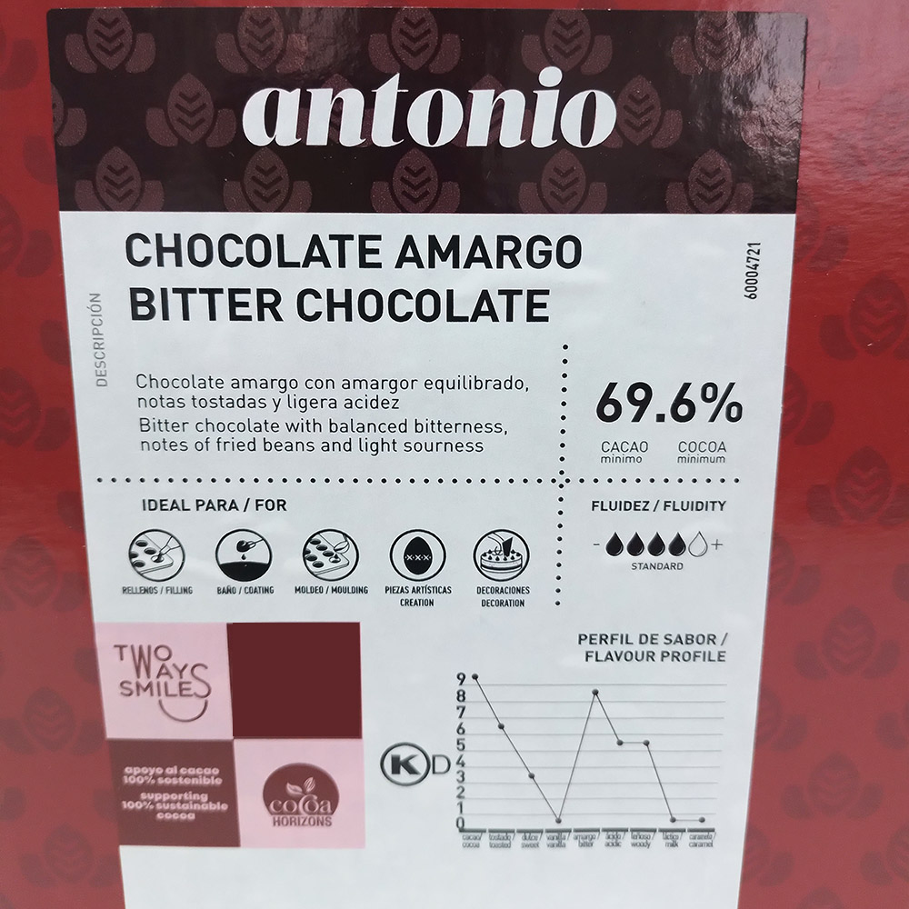 Четвертое дополнительное изображение для товара Горький шоколад Chocovic Antonio 69,6% – 1.5 кг, арт CHD-N7CHVC069B 