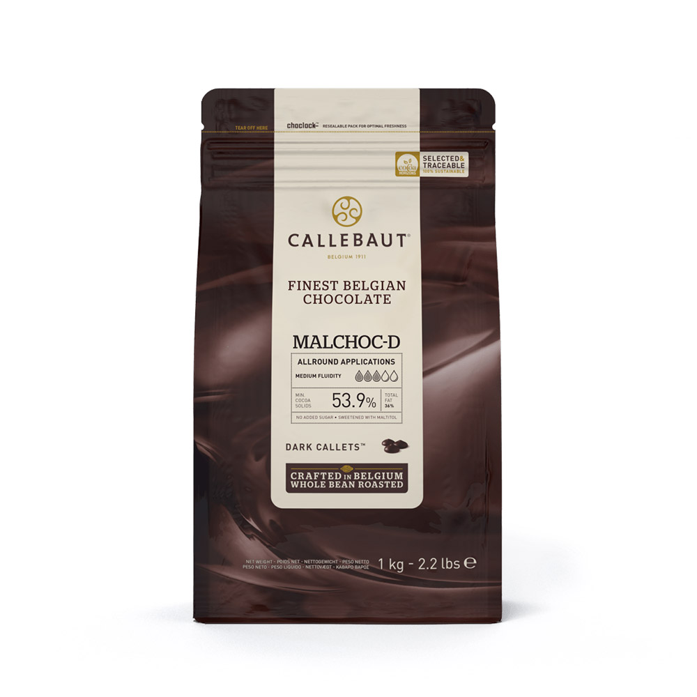Первое дополнительное изображение для товара Шоколад темный 53,9% Malchoc-D без сахара (на мальтитоле), 1 кг Callebaut (Бельгия) CSD-Q54MAL-EX-U68