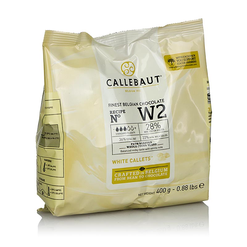 Пятое дополнительное изображение для товара Шоколад белый W2 (28%) в каллетах – 400г, (Callebaut, Бельгия) арт W2-E0-D94