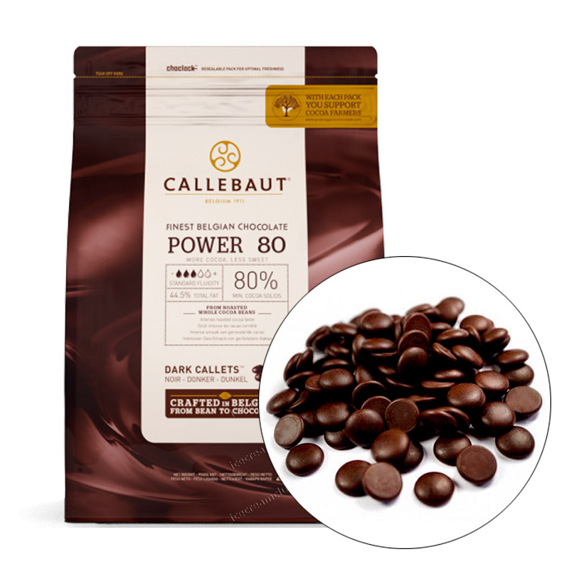 Шоколад горький (80% какао) Power 80 в галетах 2.5 кг, Callebaut (Бельгия) арт 80-20-44-RT-U71