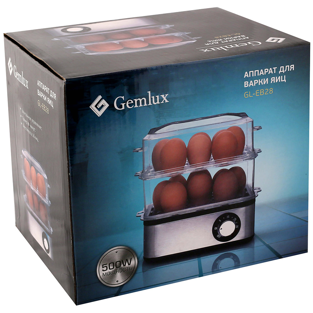 Первое дополнительное изображение для товара Яйцеварка-пароварка Gemlux GL-EB28 (16 яиц)