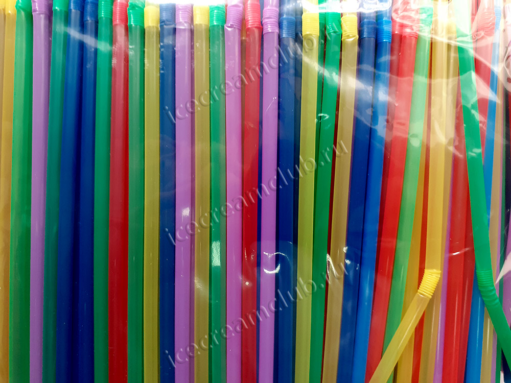 Первое дополнительное изображение для товара Трубочки «Разноцветные» со сгибом 21 см, 1000 шт