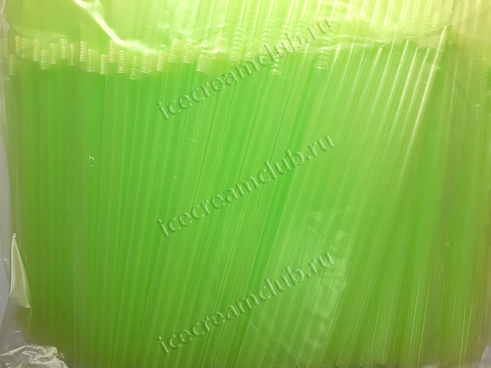 Второе дополнительное изображение для товара Трубочки «Неоновые зеленые» со сгибом 21 см, 1000 шт