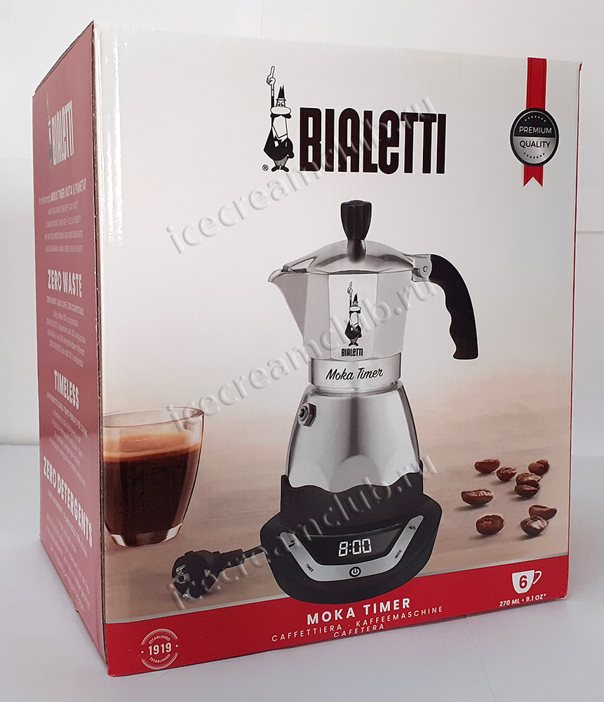 Второе дополнительное изображение для товара Электрическая гейзерная кофеварка Bialetti Moka Timer 6093 (6 порций, 270 мл)