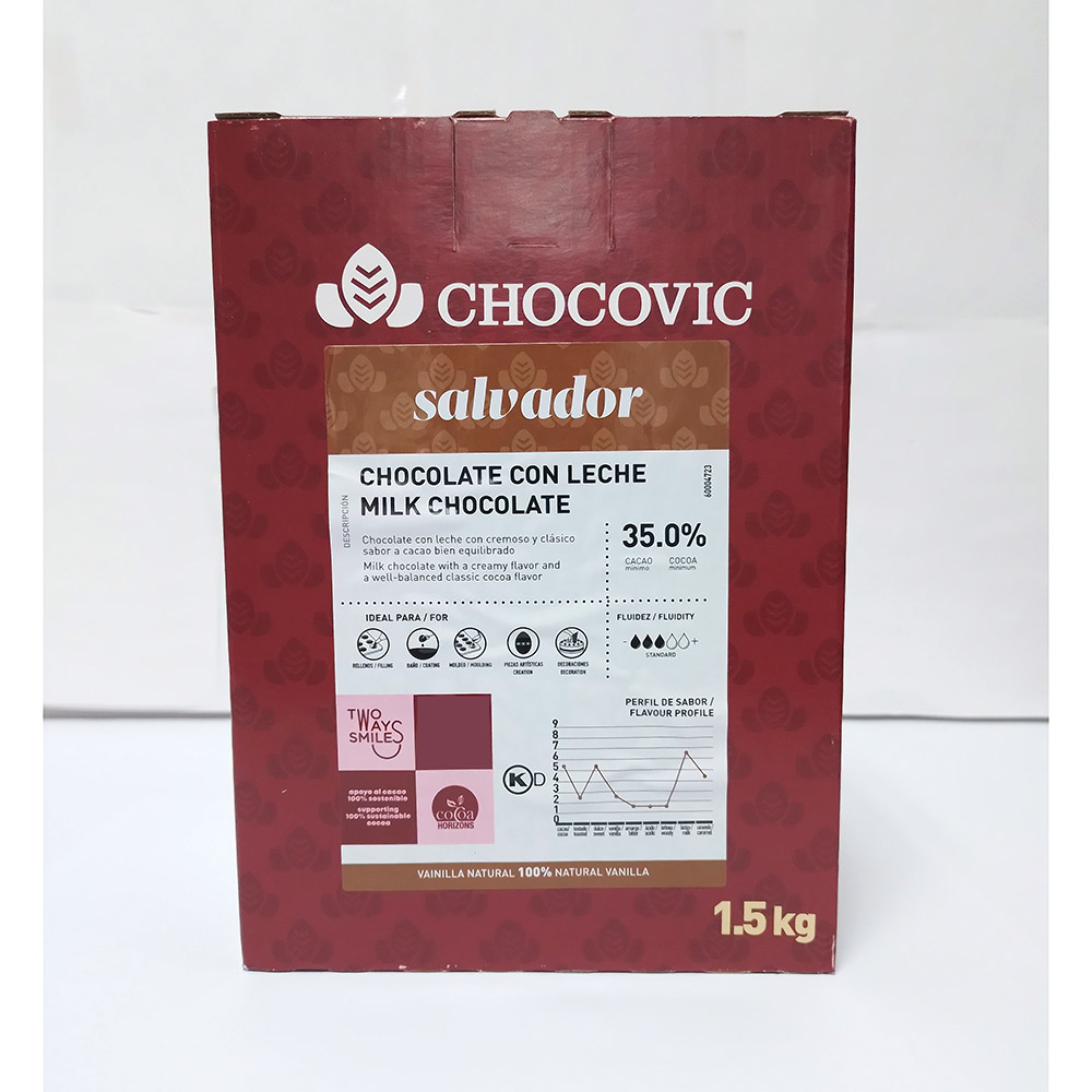 Пятое дополнительное изображение для товара Молочный шоколад Chocovic Salvador 35% – 1.5 кг, CHM-T1CHVC-69B 