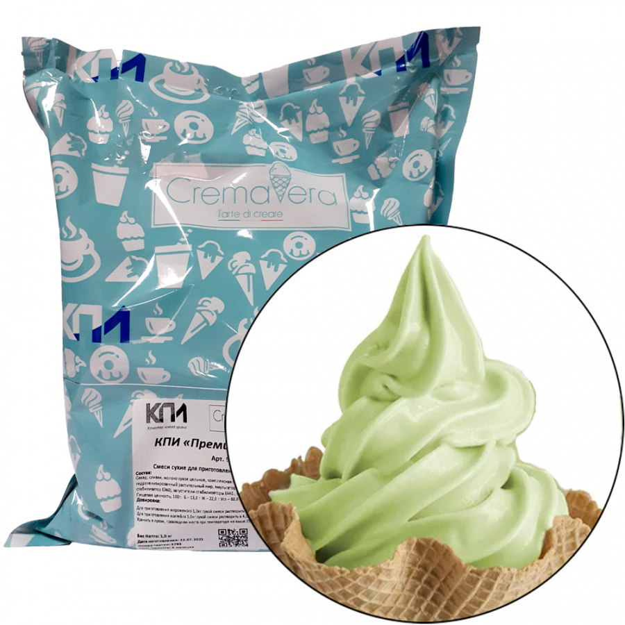 Смесь для мороженого CremaVera «Зеленое яблоко ПРЕМИУМ», 1 кг (Россия)
