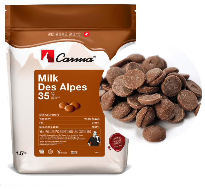 Шоколад молочный CARMA Des Alpes (Швейцария) 35%, в монетах, 1,5 кг. CHM-Q008DALPE6-Z71