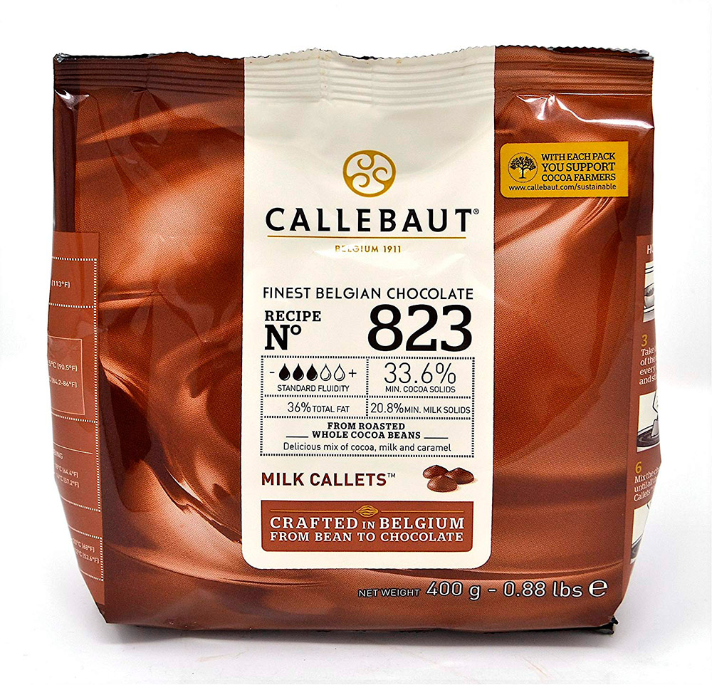Первое дополнительное изображение для товара Шоколад молочный № 823 (33,6%) в каллетах – 400г, (Callebaut, Бельгия) арт 823-E0-D94
