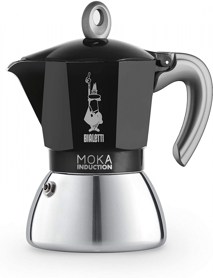 Гейзерная кофеварка Bialetti Moka Induction NEW 6936 для индукционных плит (6 порций, 280 мл), черная