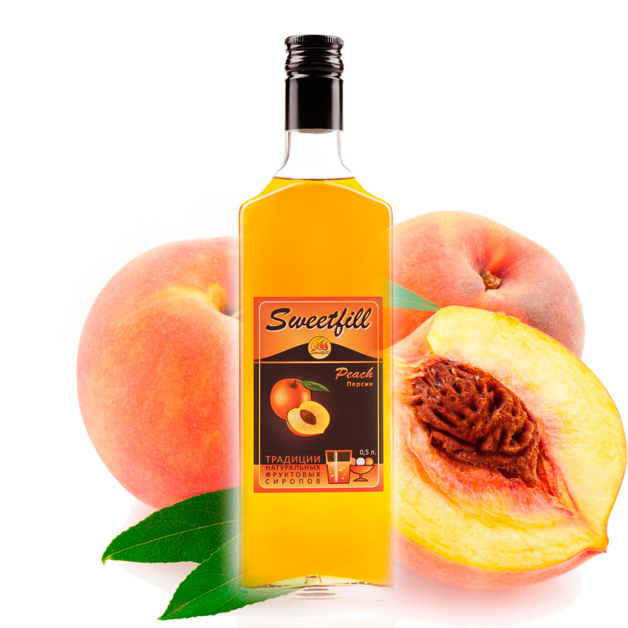 Натуральный сироп SweetFill «Персик», 0,5л.