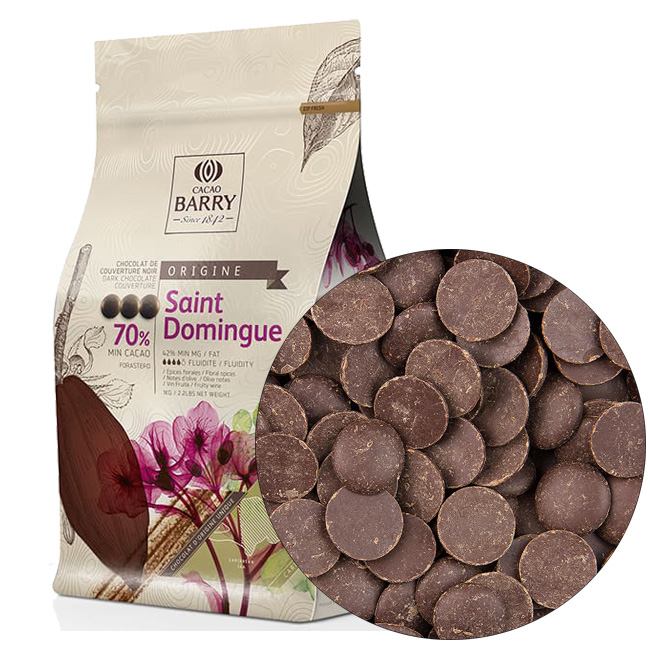Шоколад Cacao Barry Origin «Saint Domingue» (Франция), горький 70% какао - 1 кг, CHD-Q70SDO-RT-U68