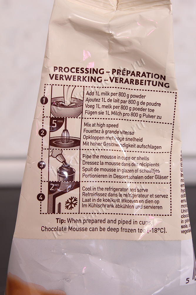  дополнительное изображение для товара Шоколадный мусс молочный (сухая смесь-премикс), 0,8 кг (Callebaut, Бельгия) арт CHM-MO-M-X27