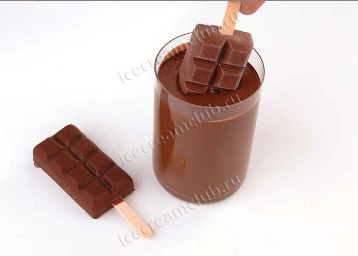 Пятое дополнительное изображение для товара Форма для мороженого эскимо «Шоколадная плитка» (Silikomart, Италия), 12 ячеек + поднос