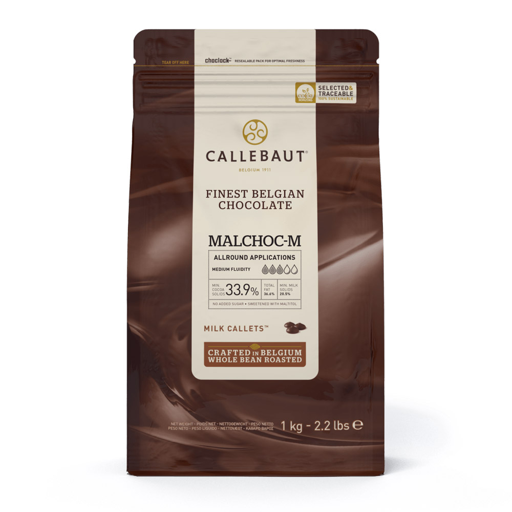 Первое дополнительное изображение для товара Шоколад молочный 33,9% Malchoc-M без сахара (на мальтитоле), 1 кг Callebaut (Бельгия) CSM-Q3MAL-EX-U68