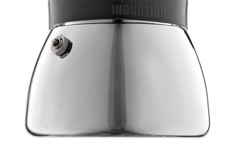 Четвертое дополнительное изображение для товара Гейзерная кофеварка Bialetti Moka Induction 4823 для индукционных плит (на 6 порций, 240 мл). Антрацитовый
